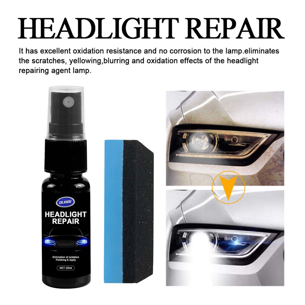 Car headlight polish kit scratch repair headlight refurbishing fluid  20ML+Sponge 